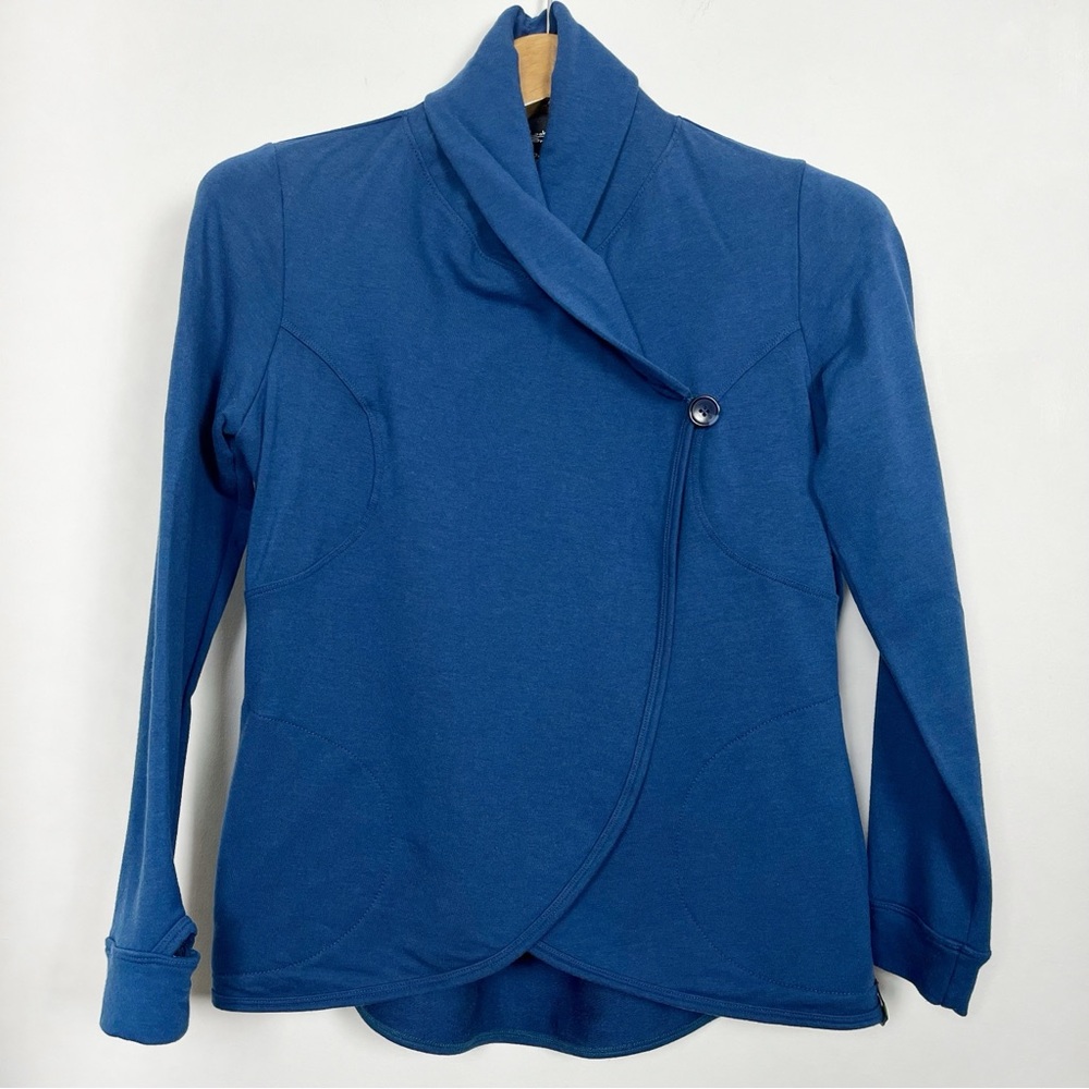 Loko Sport 🇨🇦 Women's‎ Blue Sapphire Bamboo Cocoon Wrap Cardigan Size Small